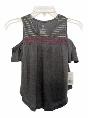 Kohl's So Charcoal Cold-Shoulder Top with Multicolor Stitching